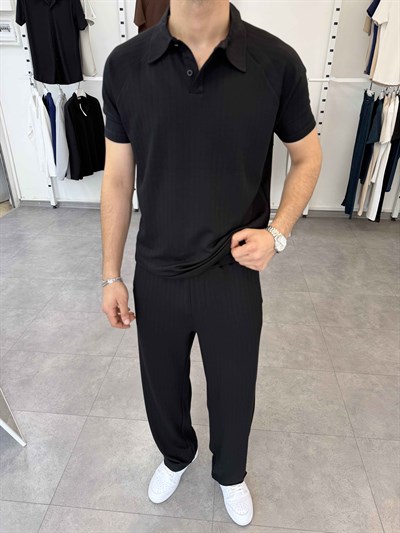 Premium Çizgili Oysho Takım Siyah