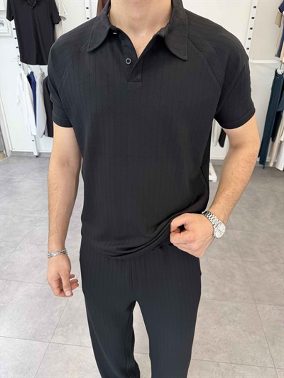 Premium Çizgili Oysho Takım Siyah