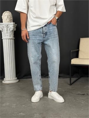 Premium Kalıp Boyfriend Denim Pantolon Buz Mavi