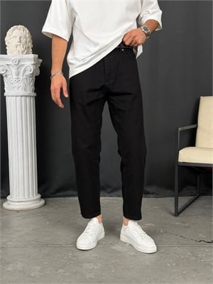 Premium Kalıp Boyfriend Denim Pantolon Siyah