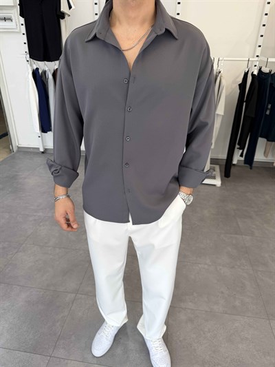 Premium Oversize Duble Gömlek Antrasit