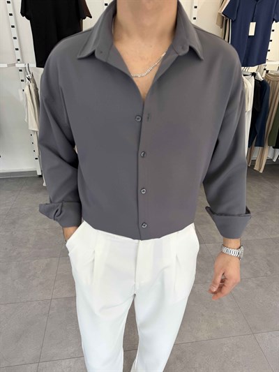 Premium Oversize Duble Gömlek Antrasit