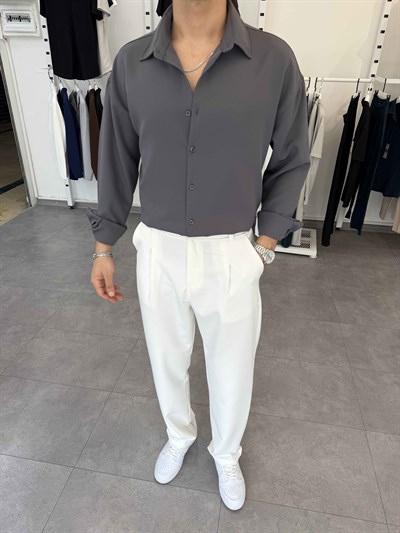 Premium Oversize Duble Gömlek Antrasit