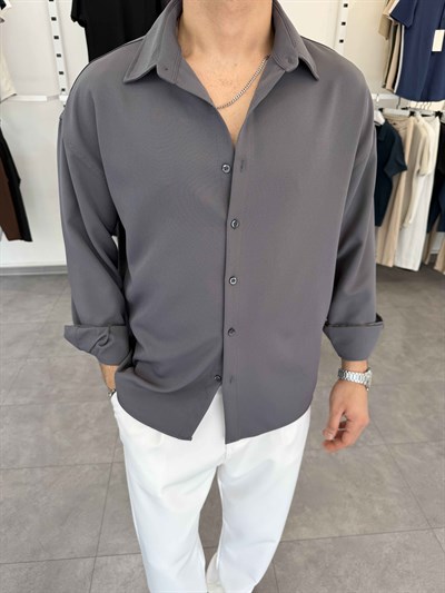 Premium Oversize Duble Gömlek Antrasit