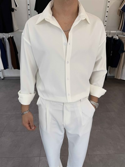 Premium Oversize Duble Gömlek Beyaz