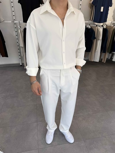 Premium Oversize Duble Gömlek Beyaz