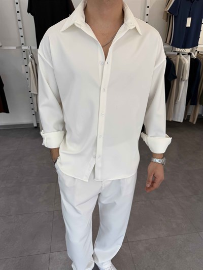 Premium Oversize Duble Gömlek Beyaz