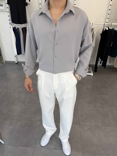 Premium Oversize Duble Gömlek Gri