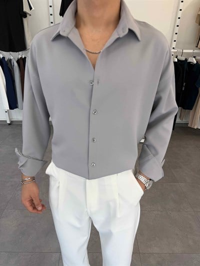 Premium Oversize Duble Gömlek Gri