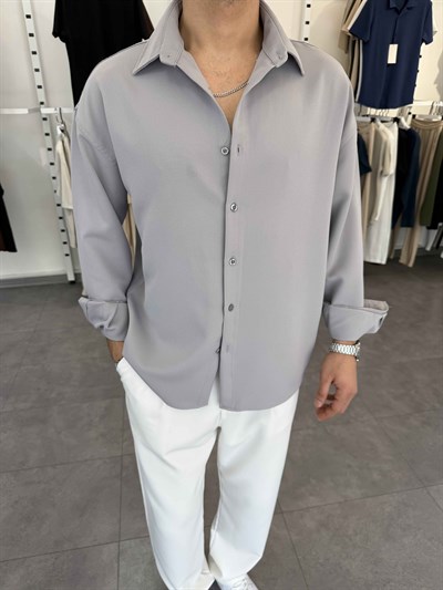 Premium Oversize Duble Gömlek Gri