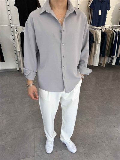 Premium Oversize Duble Gömlek Gri