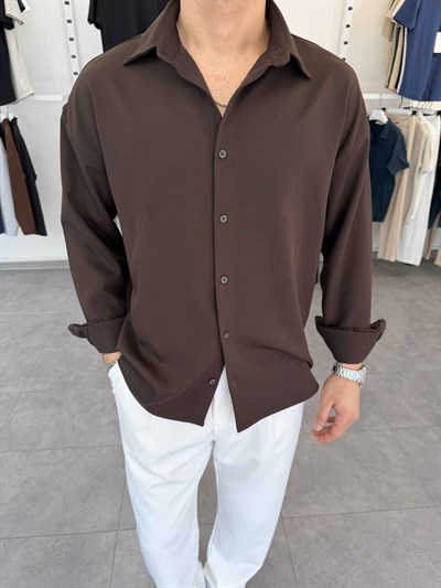 Premium Oversize Duble Gömlek Kahve