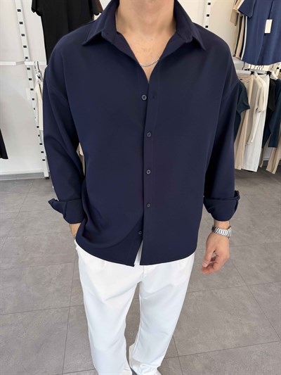 Premium Oversize Duble Gömlek Lacivert