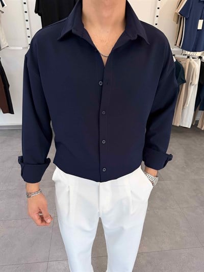 Premium Oversize Duble Gömlek Lacivert
