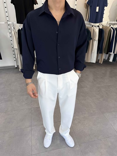 Premium Oversize Duble Gömlek Lacivert