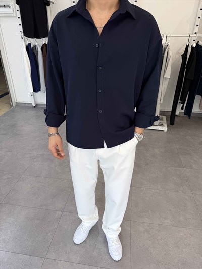 Premium Oversize Duble Gömlek Lacivert
