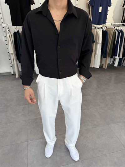 Premium Oversize Duble Gömlek Siyah