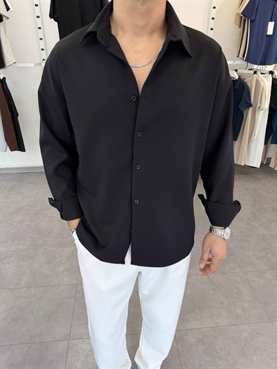 Premium Oversize Duble Gömlek Siyah