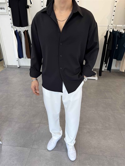 Premium Oversize Duble Gömlek Siyah