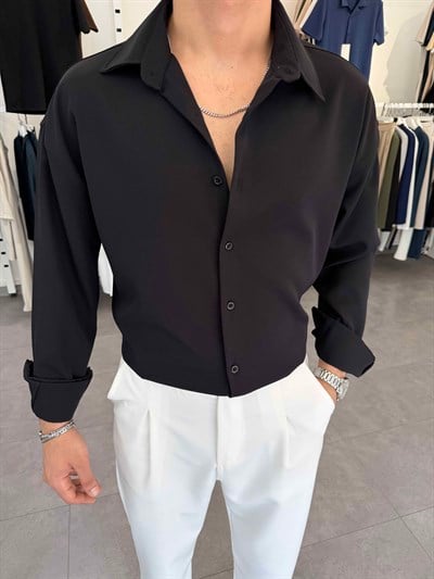 Premium Oversize Duble Gömlek Siyah