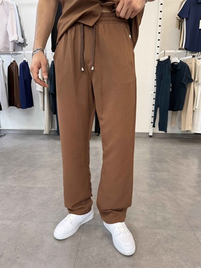 Premium Pamuklu Duble Müslin Takım Acı Kahve