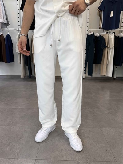 Premium Pamuklu Duble Müslin Takım Beyaz