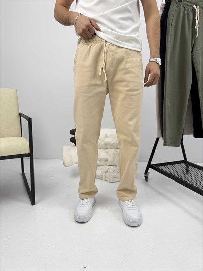Rahat Kalıp Gabardin Pantalon Bej