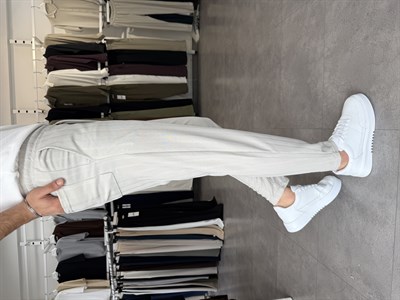 Raporlu Örme Likralı Boyfriend Pantolon Gri