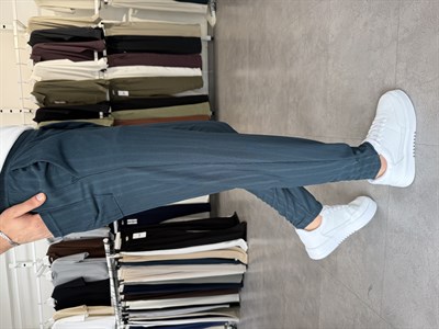 Raporlu Örme Likralı Boyfriend Pantolon Petrol