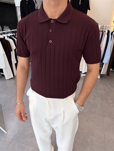 Ray Desen Pamuklu Triko Bordo