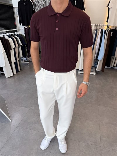 Ray Desen Pamuklu Triko Bordo