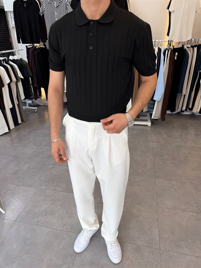 Ray Desen Pamuklu Triko Siyah