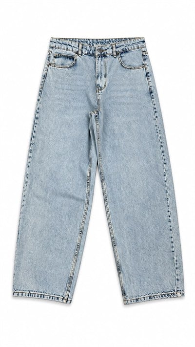 Relax Fit Denim Pantolon Buz Mavisi