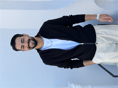 Selanik Çelik Örgü Çift Fermuar Hırka Siyah