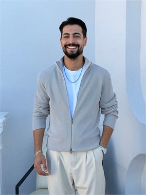 Selanik Çelik Örgü Çift Fermuar Hırka Gri