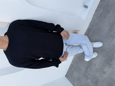 Selanik Pamuk Örme Bisiklet Yaka Triko Kazak Lacivert