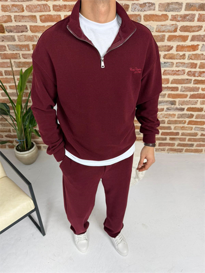 Selanik Yünlü Pamuk Örme Takım Bordo