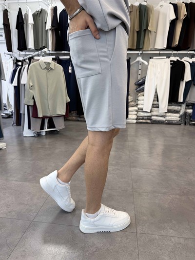 Sıfırkol Şortlu Oversize Takım Gri