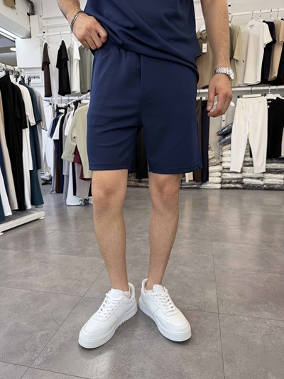 Sıfırkol Şortlu Oversize Takım Lacivert