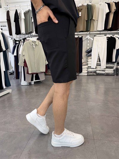 Sıfırkol Şortlu Oversize Takım Siyah