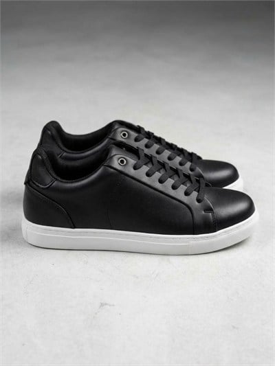 Siyah Beyaz Tabanlı Deri Erkek Sneaker