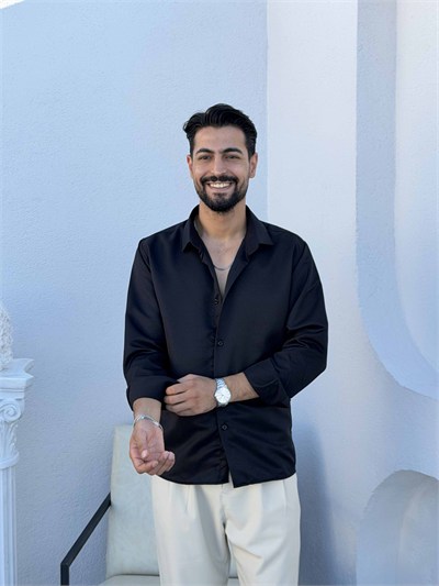 Slimfit Saten Gömlek Siyah