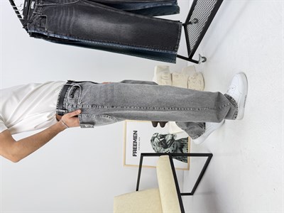 Süper Baggy Kot Pantolon Açık Antrasit