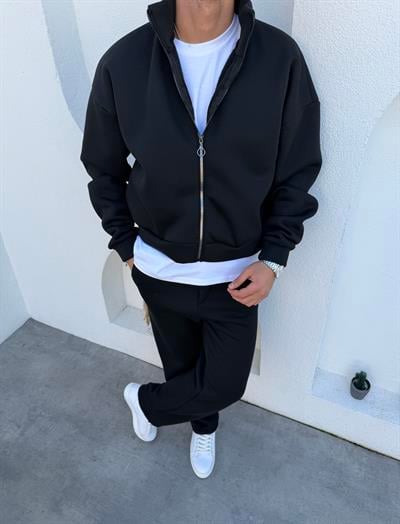 Tam Fermuar 3 İplik Takım Siyah