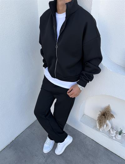 Tam Fermuar 3 İplik Takım Siyah