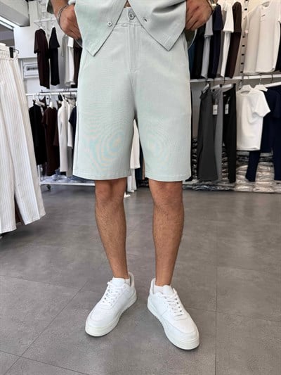 Viskon&Keten Oversize Şortlu Takım Mint