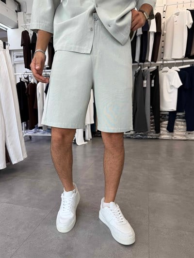 Viskon&Keten Oversize Şortlu Takım Mint