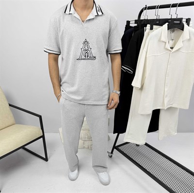 Yaka Detaylı Baggy Takım Gri