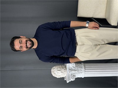 Yarım Balıkçı Örme Şardonlu Sweatshirt Lacivert