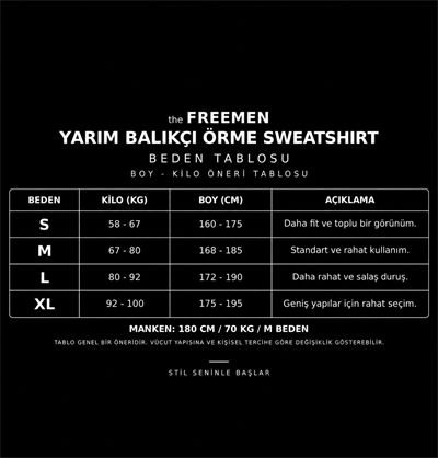 Yarım Balıkçı Örme Şardonlu Sweatshirt Siyah